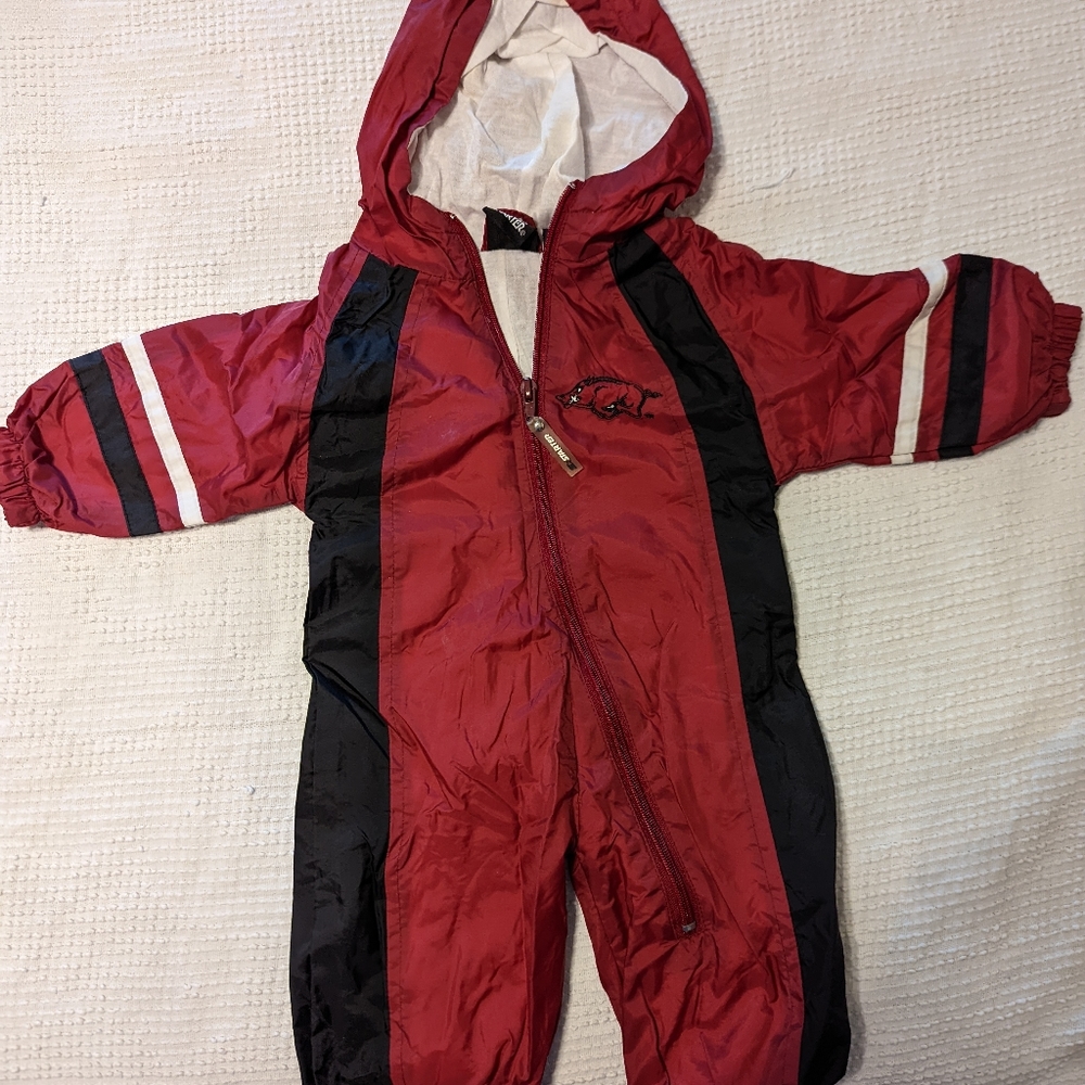 Starter Arkansas Razorbacks lined one-piece rain suit size 0-3 months